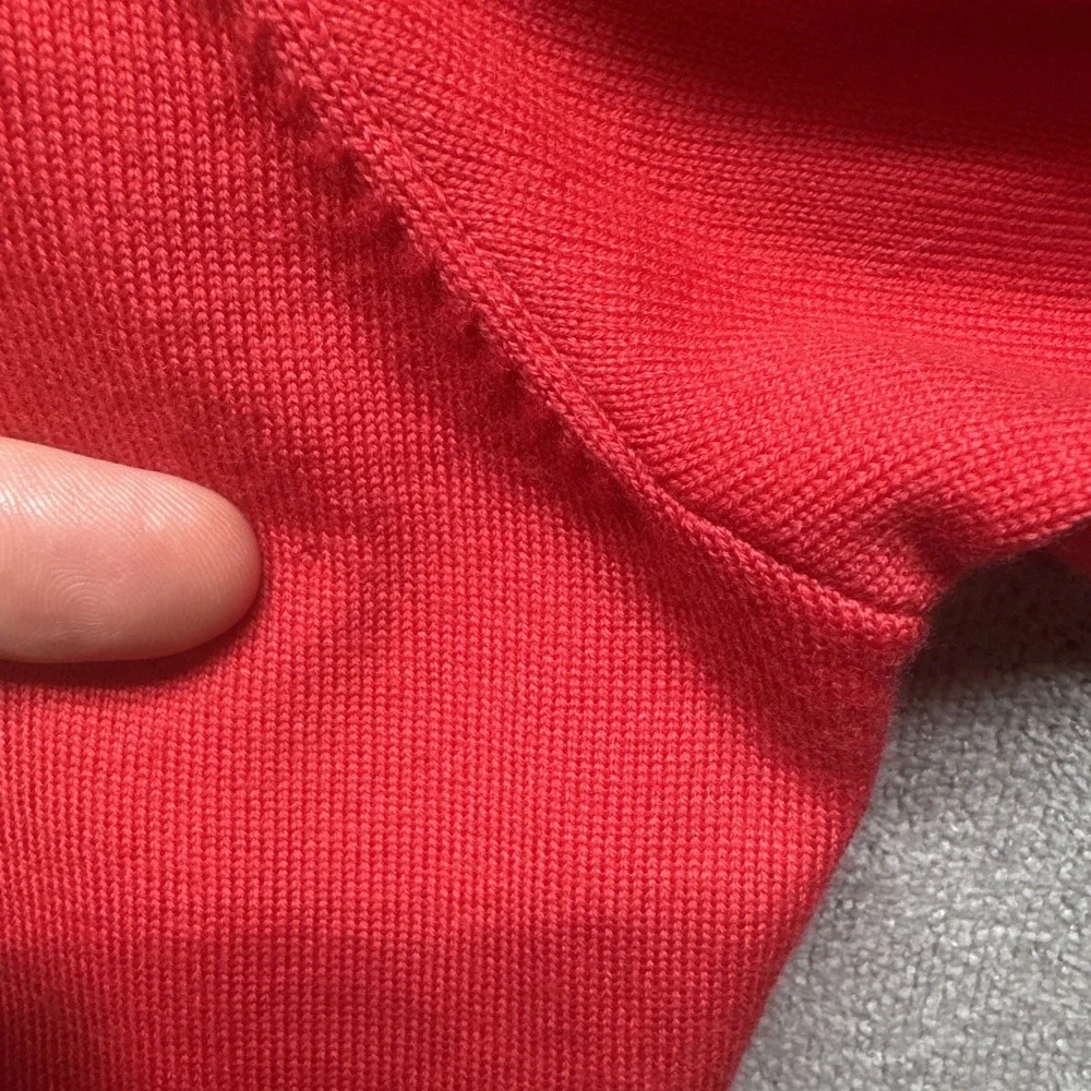 polo golf ralph lauren Henley Sweater Mens XXL Red Merino Wool‎ Embroidered Logo